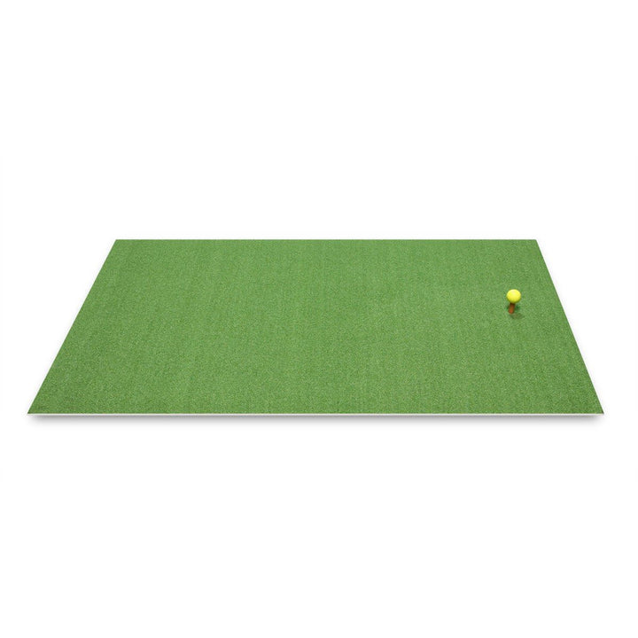 top right angled view of an Orlimar Residential Golf Mat (3' X 5') with golf ball on the rubber tee