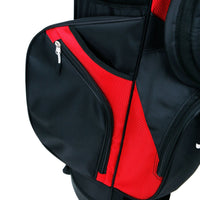 zippered side pocket and hydration bottle sleeve on the side of an Orlimar SRX 5.6 Golf Stand Bag