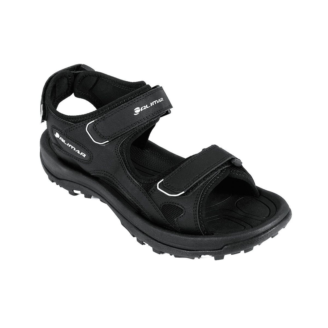 top angled view of a right black Orlimar Spikeless Men&