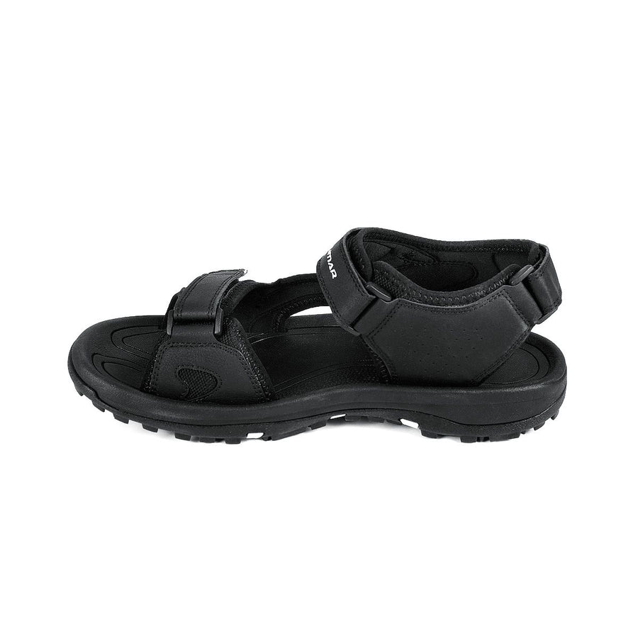 left side view of a black right Orlimar Spikeless Golf Sandal