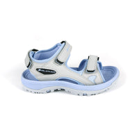 right side view of a gray/lilac women's right Orlimar Spikeless Golf Sandal