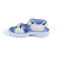 left side view of a gray/lilac women's right Orlimar Spikeless Golf Sandal