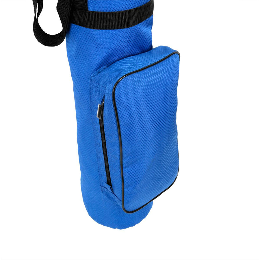 large zippered pocket for golf accessories and valuables on a blue Orlimar Sunday Golf Bag