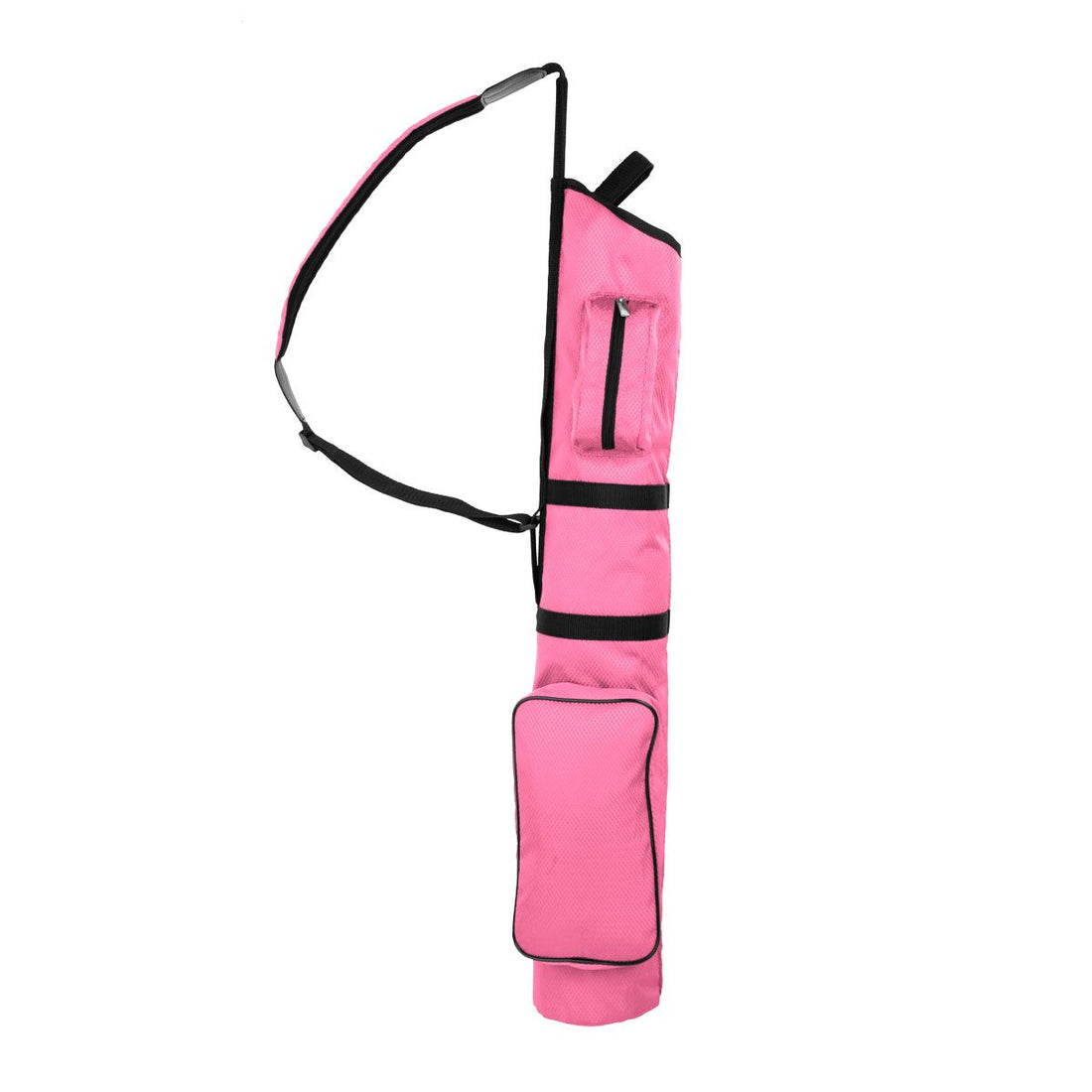 side view of a pink Orlimar Sunday Golf Bag with shoulder strap extended