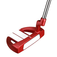 angled top and face view of an red Orlimar Tangent T1 Mallet Putter with white face insert