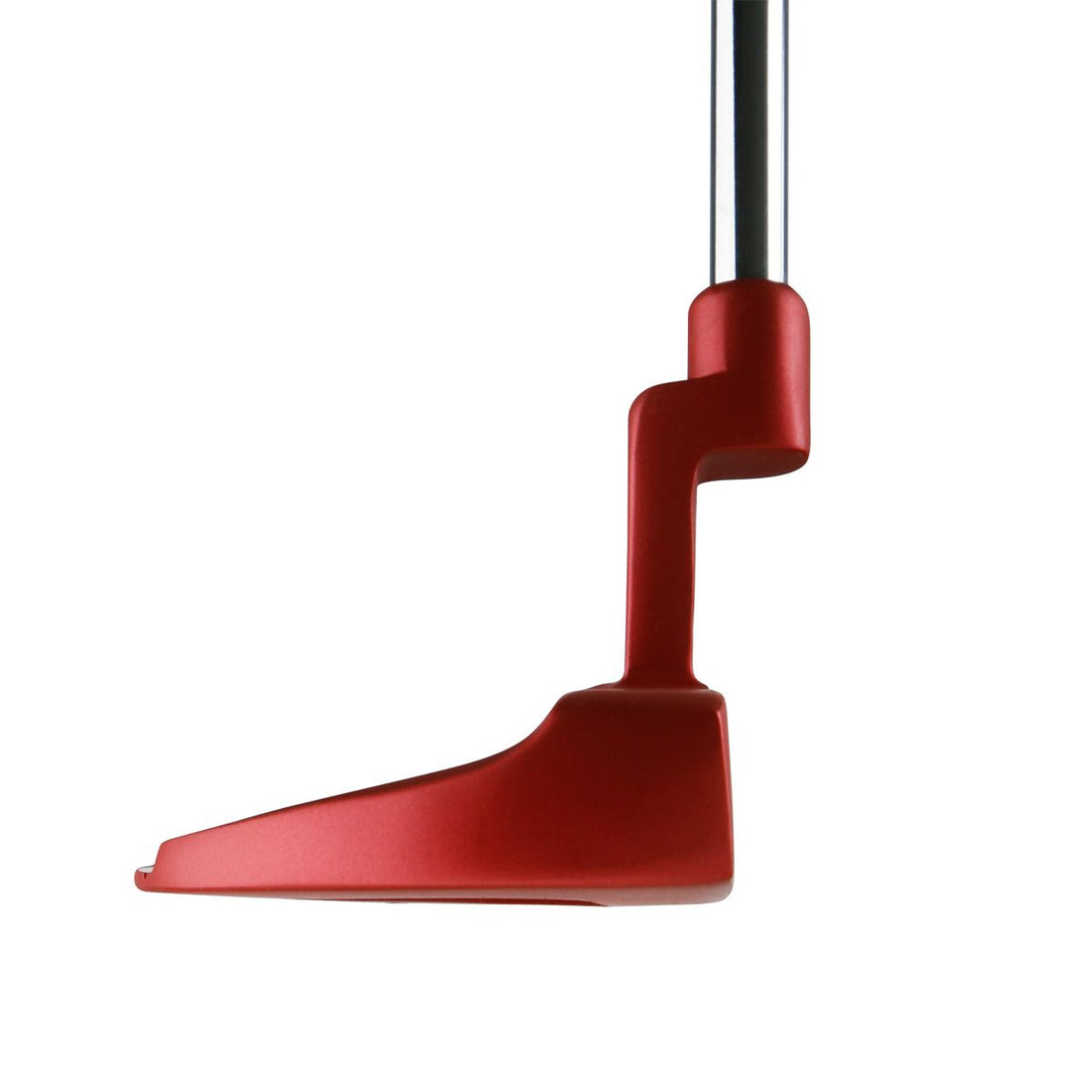 toe view of a red Orlimar Tangent T1 Mallet Putter with 3 degrees of loft
