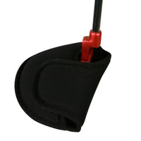 black putter head cover protecting a red Tangent T1 mallet putter