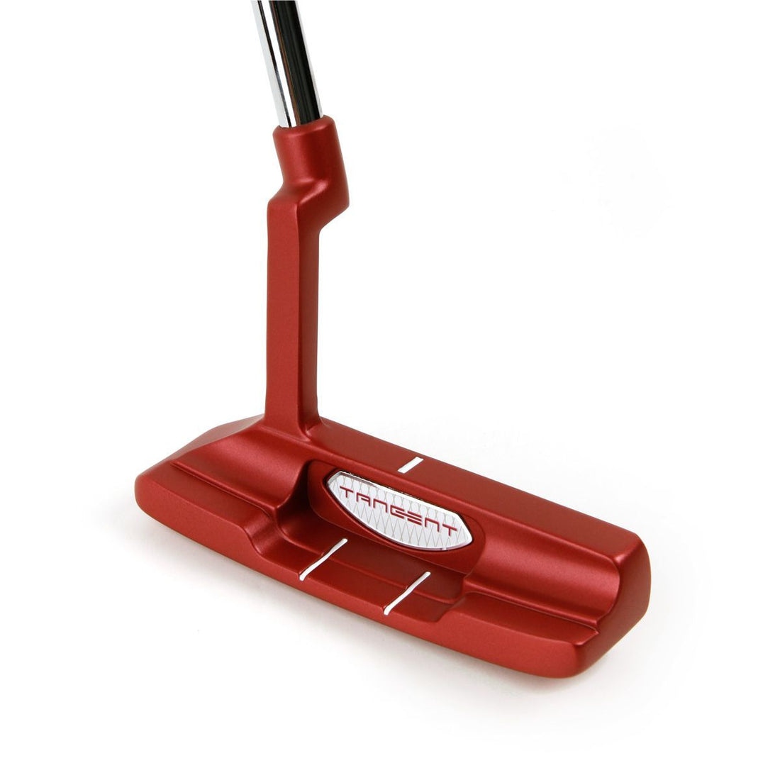 top and back angled view of a red Orlimar Tangent T2 Blade Putter