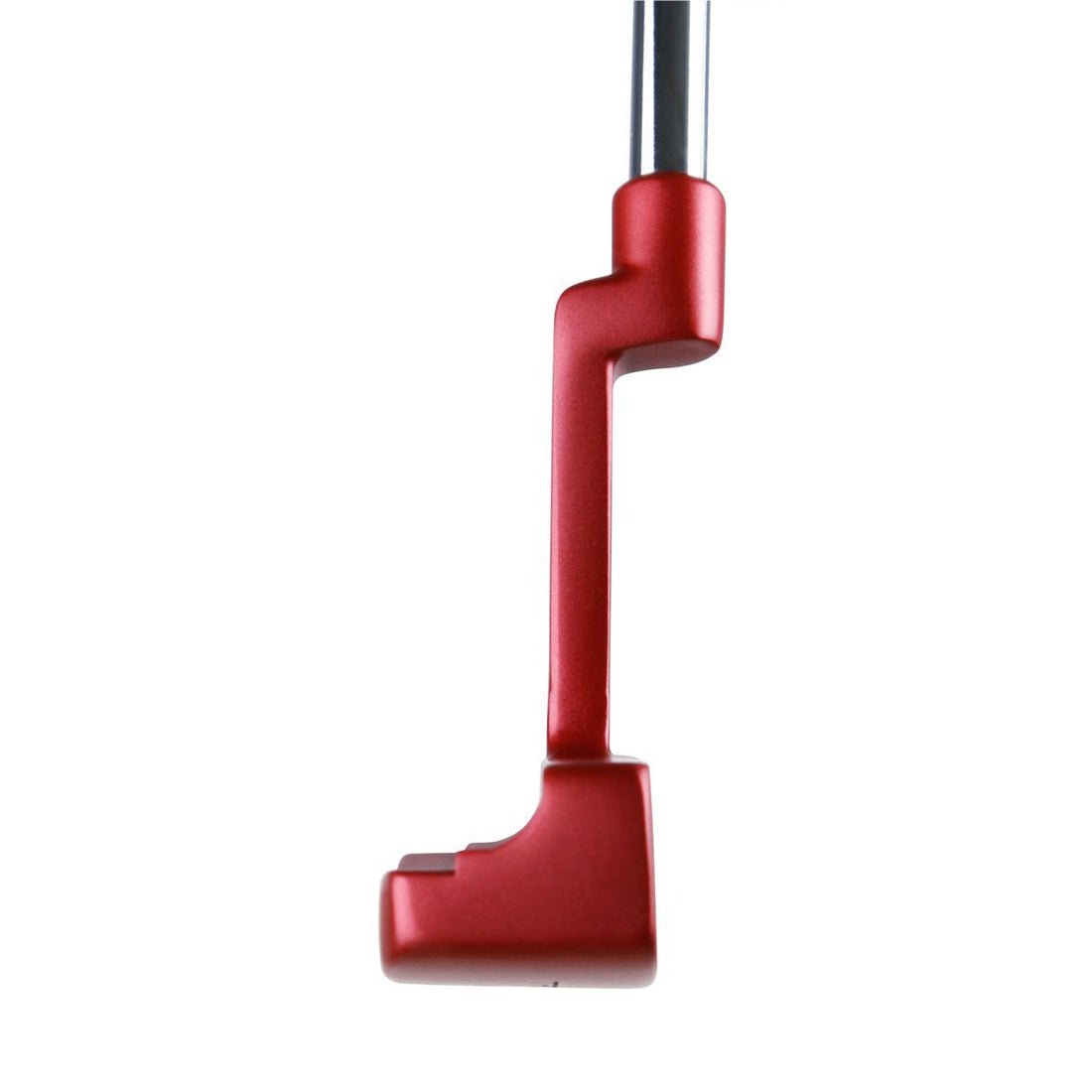 toe view of a red Orlimar Tangent T2 Blade Putter with a Plumber&