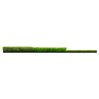 side view of an Orlimar Triple Surface Golf Hitting Mat showing the 3 different turf heights: tee box (left), rough (middle) and well groomed fairway (right)